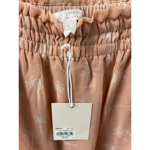 LC Lauren Conrad Lined Ruffled Palm Tree Print Mini Skirt Size L - Picture 2 of 7